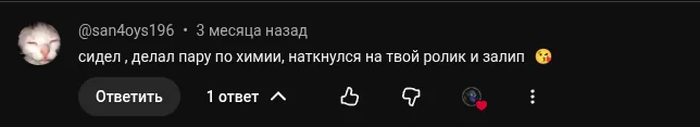 Положительный комментарий под видео